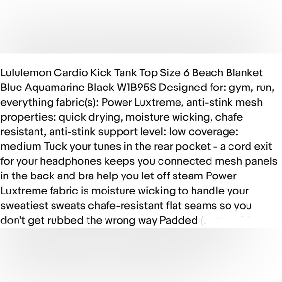Lululemon Cardio Kick Tank black/Aquamarine blue EUC - Picture 6 of 6